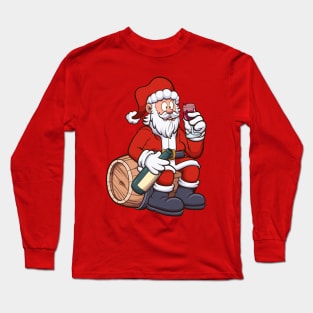 Santa Claus Drinking Wine Long Sleeve T-Shirt